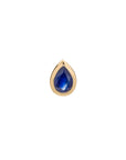 Metier by tomfoolery Bezel Set Pear Gemstone Stud 9ct yellow gold with blue sapphire