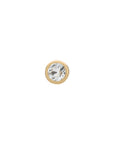 metier by tomfoolery bezel set round gemstone studs 9ct yellow gold, aquamarine