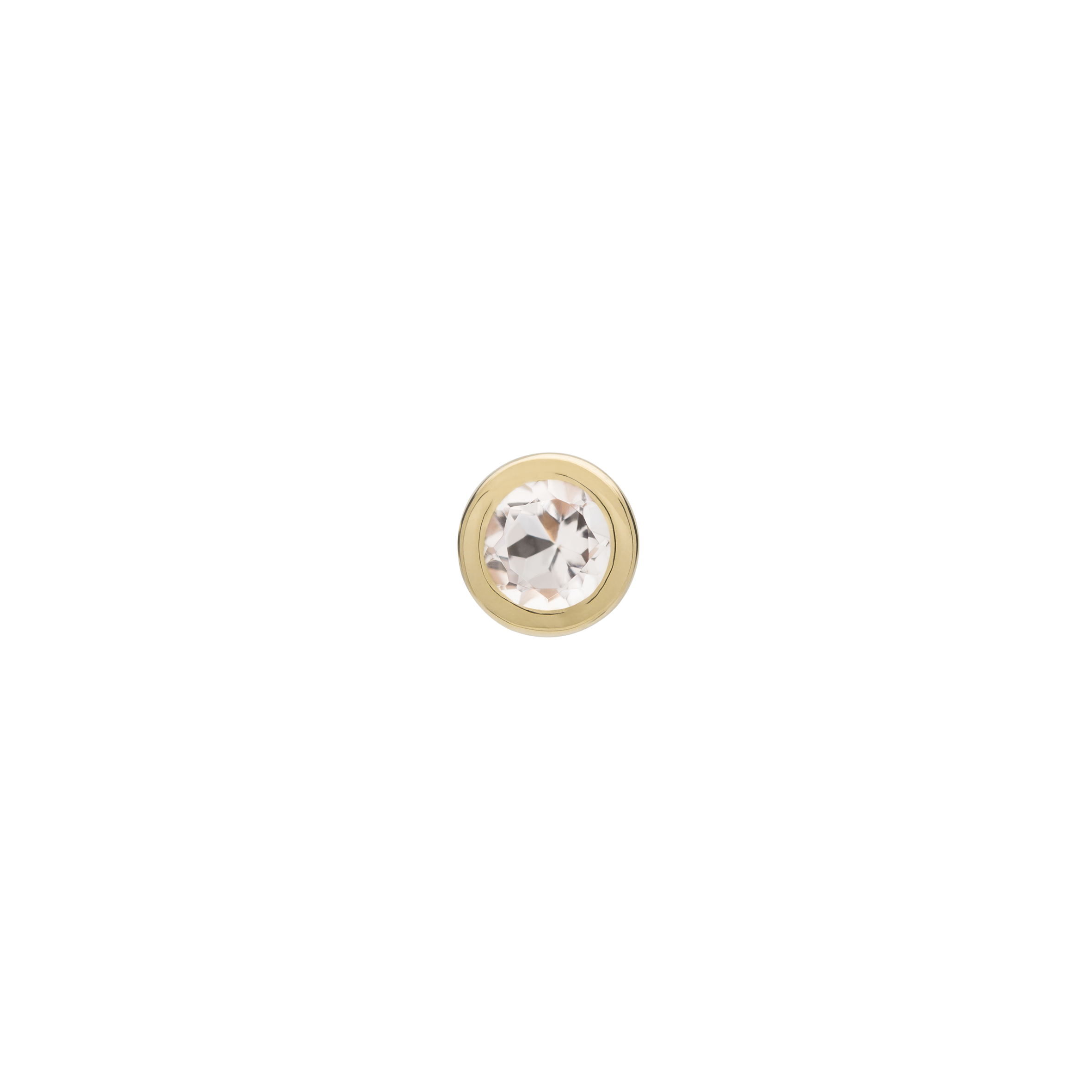 metier by tomfoolery bezel set round gemstone studs 9ct yellow gold, morganite