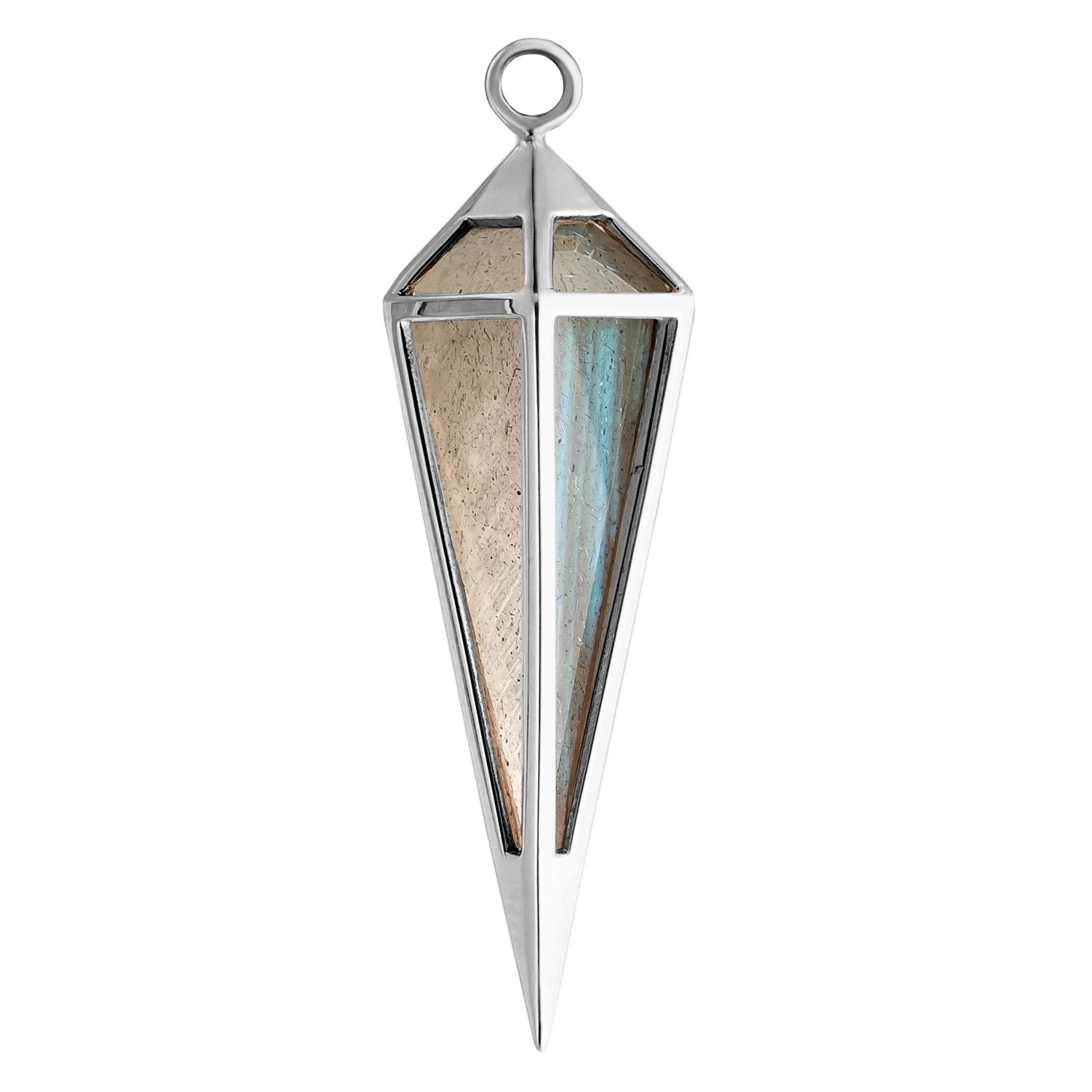 Metier by tomfoolery 9ct White Gold Long Point Pendulum Plaque with Labradorite