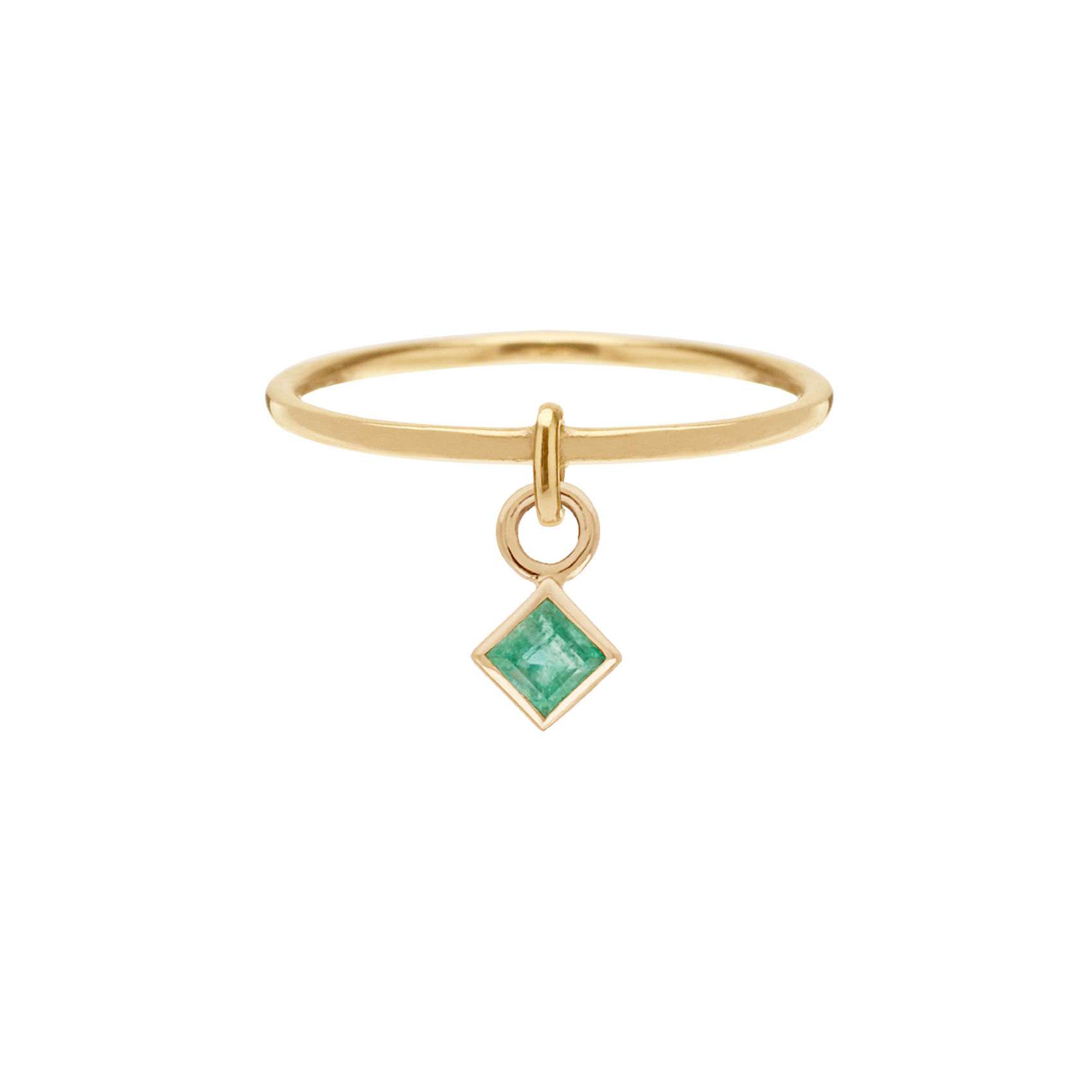 Princess Cut Emerald Drop Ring
