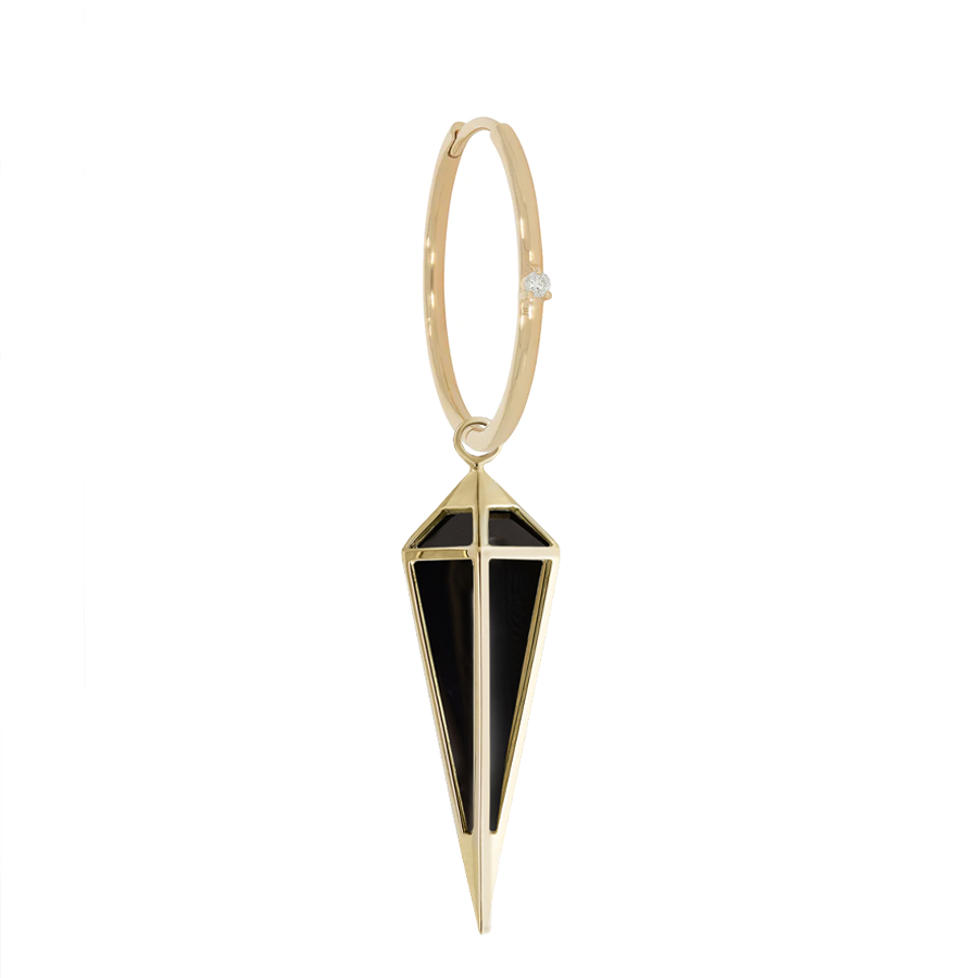 Large Claw Set Diamond Clicker + Long Black Spinel Pendulum