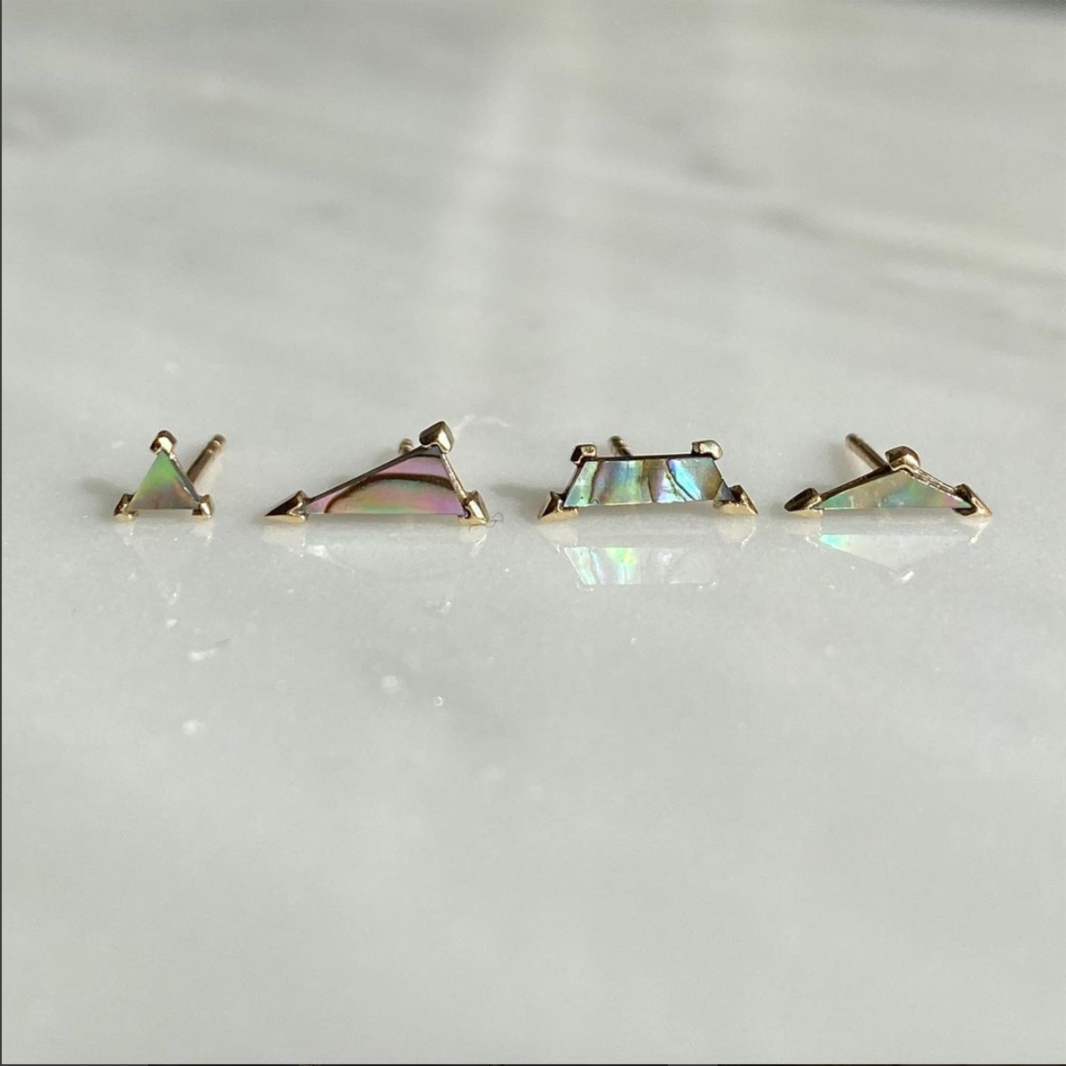Mother of Pearl Claw Trapezoid Stud