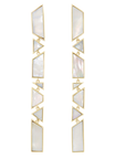 Metier by tomfoolery Tesserae Mother of Pearl Long Drop Earrings 9ct yellow gold