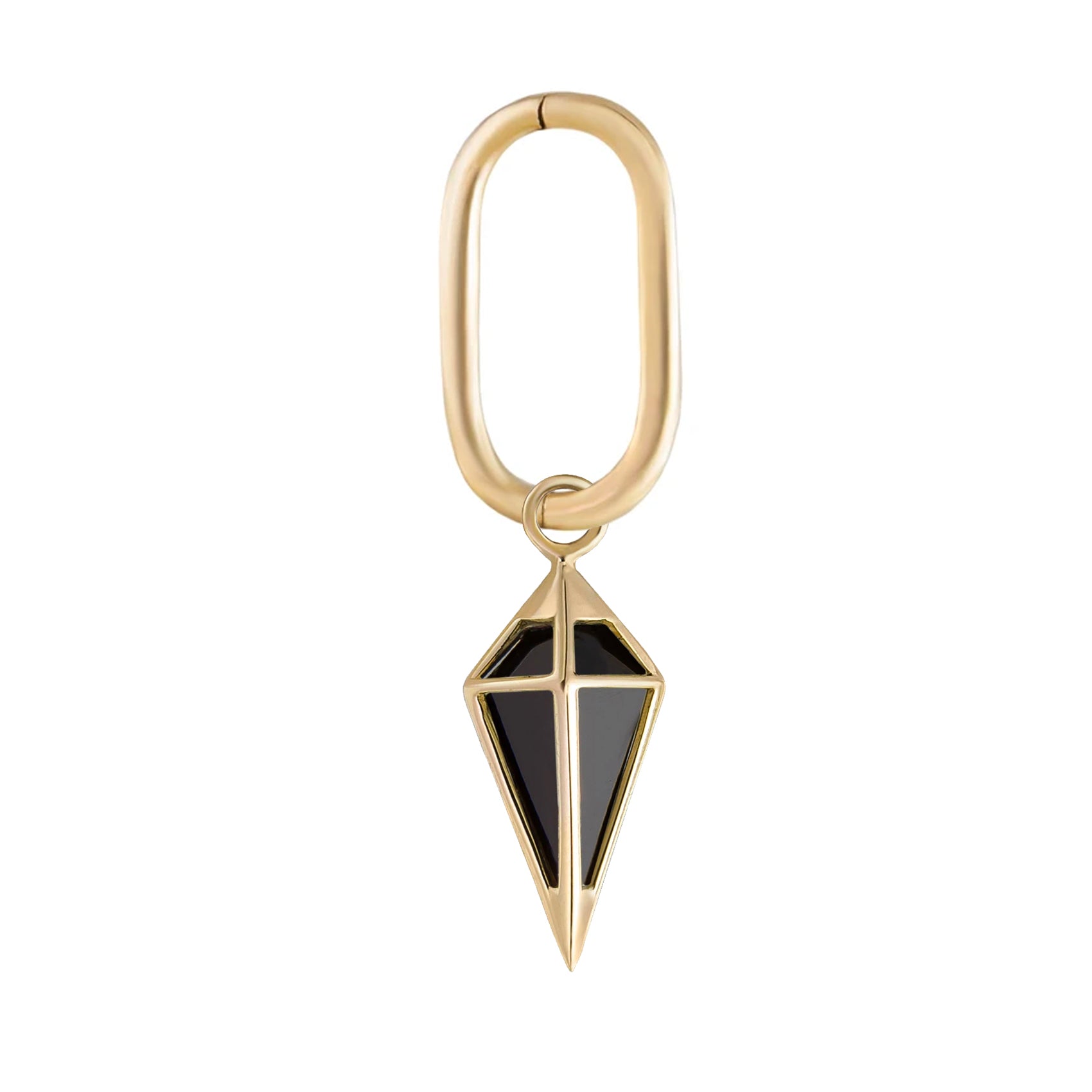 Metier by tomfoolery Midi Seamless Oval Clicker Hoop with Black Spinel Short Pendulum Plaque