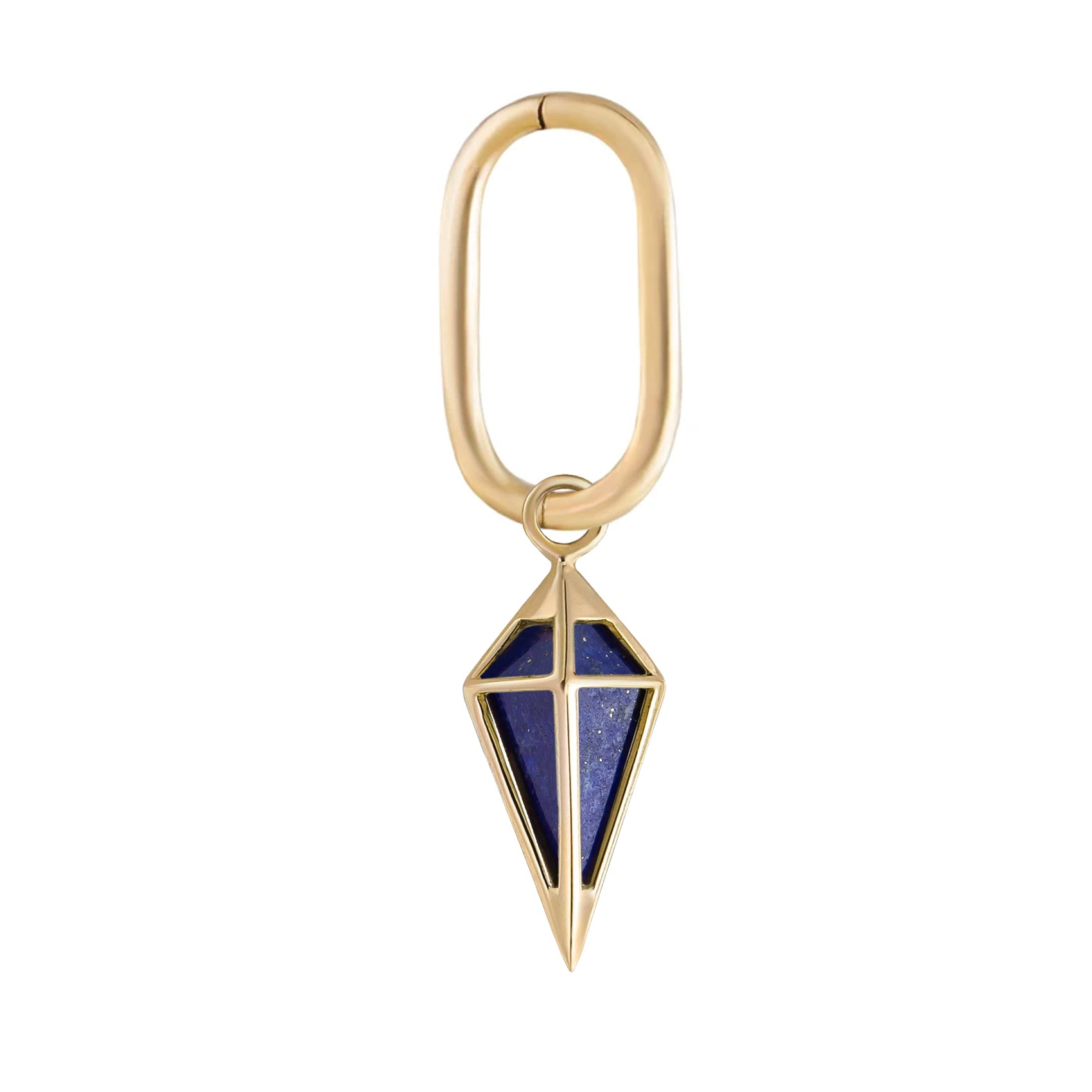 Metier by tomfoolery Midi Seamless Oval Clicker Hoop with Lapis Short Pendulum Plaque