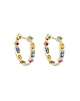 Métier by tomfoolery 9ct yellow gold Rainbow Small Mixed Cut Hoops
