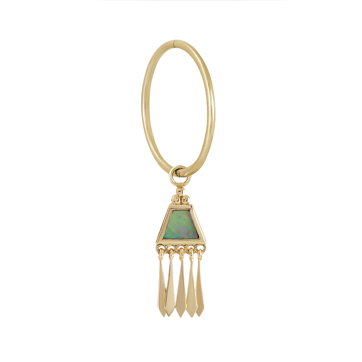Large Seamless Clicker Hoop With Abalone Pearl Tassel Plaque .5