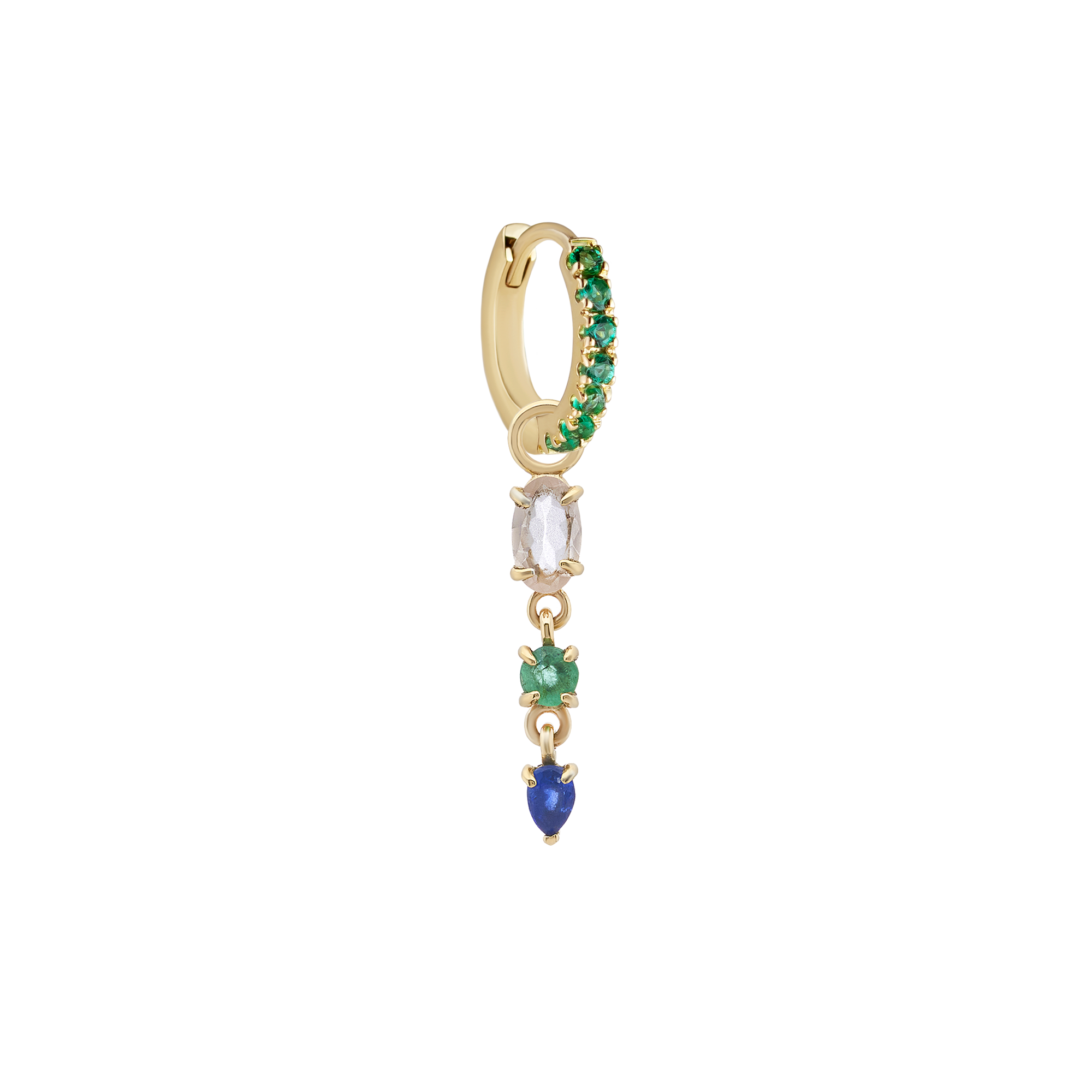 Emerald Pave Clicker + Multi Gemstone Droplet