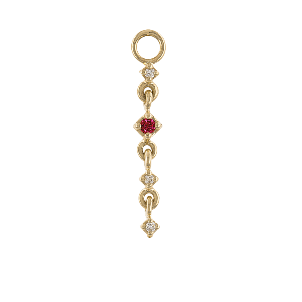 Metier by tomfoolery Petite Short Drop Plaques 9ct Yellow Gold, White Diamond, Ruby