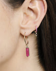 Métier by tomfoolery Ruby Hexa and Dala Ear Story. 9ct Yellow Gold. White and Black Diamonds. Rubies. Ruby Quartz.