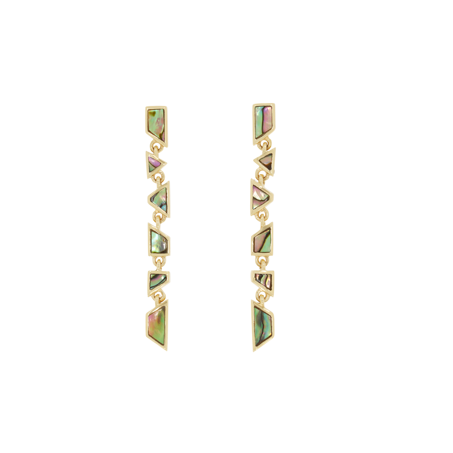 Metier by tomfoolery Tesserae Mother of Pearl Mini Drop Earrings 9ct yellow gold
